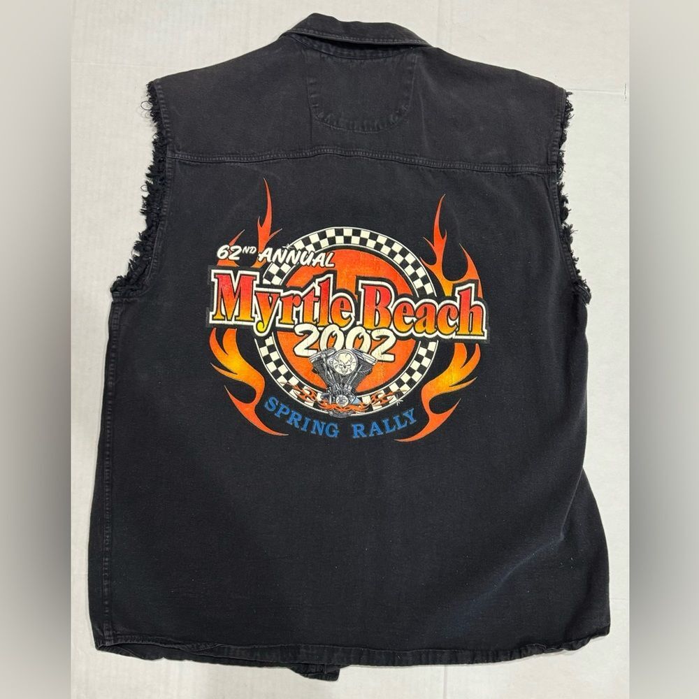Biker Design Sleeveless Frayed Vest Size L 2002 Myrtle Beach Spring Rally